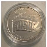 1991 USO 50th Ann Proof Silver Dollar