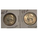 1942-P & 1943-P Washington Quarters