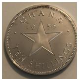 1958 Proof Ghana Ten S/S Shilling