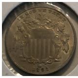 1888 UNC Shield Nickel with Toning