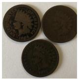 (3) Early Indian Head Cents