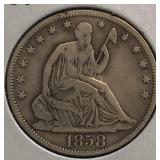 1858-O Seated Liberty Half