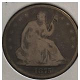 1875 Seated Liberty Half