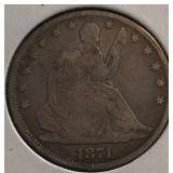 1871 Seated Liberty Half