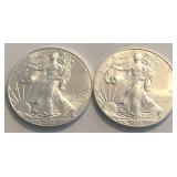 (2) 2015 American Silver Eagle Dollars