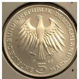 1968 German Silver 5 Mark