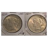 (2) 1922-P Peace Dollars