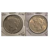 (2) 1922 Peace Dollars