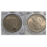 (2) 1922-P Peace Dollars