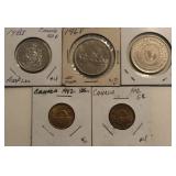 Misc Canadian 5 Coin & Medal Lot