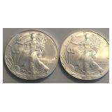 (2) 2010 American Silver Eagle Dollars