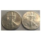 (2) 2011 American Silver Eagle Dollars