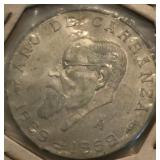 1959 Mexico 5 Peso Silver Round