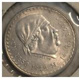 1948 Mexico 1 Peso Silver Round