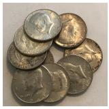 (7) 90% Silver Kennedy Half Dollars