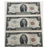 (3) UNC 1963 $2 US Notes