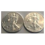 (2) 2014 American Silver Eagle Dollars