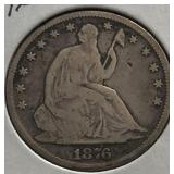 1876 Seated Liberty Half