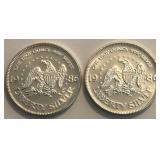 (2) 1986 Liberty 1-Oz Silver Rounds