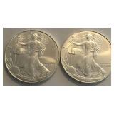 (2) 1999 American Silver Eagle Dollars