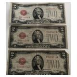 (3) 1928 $2 US Notes