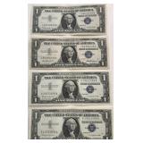 (4) Crisp 1957 $1 Silver Certificates