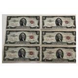 (6) 1953 $2 US Notes
