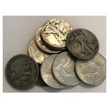 (10) 90% Silver Half Dollars