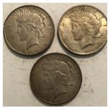 (3) Circulated Peace Dollars