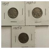 1927-P/D/S Buffalo Nickels