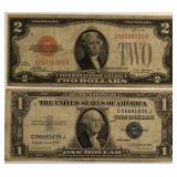 1928 $2 Note & 1935G $1 Silver Cert