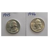 1945 & 1946 Washington Quarters