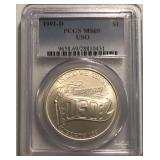 1991-D MS69 USO 50th Ann Silver Dollar
