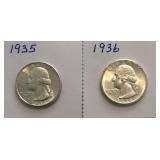 1935 & 1936 Washington Quarters