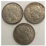 (3) Circulated Peace Dollars