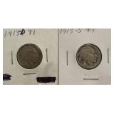 1913-D Type 1 & 1913-S Type 1 Buffalo Nickels