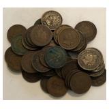 (50) Indian Head Cents