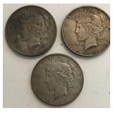(3) Circulated Peace Dollars