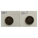 1861 & 1862 Indian Head Cents