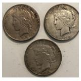 (3) Circulated Peace Dollars