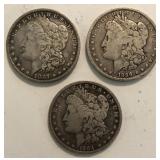 (3) Circulated Morgan Dollars