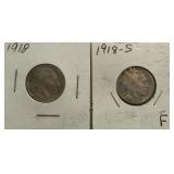 1918 & 1918-S Buffalo Nickels