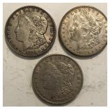 (3) Circulated Morgan Dollars