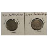 1921 & 1923-S Buffalo Nickels