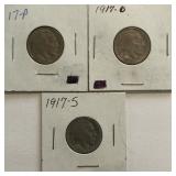 1917-P/D/S Buffalo Nickels