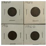 (4) Lincoln Cents