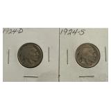 1924-D & 1924-S Buffalo Nickels