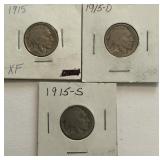 1915-P/D/S Buffalo Nickels