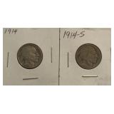 1914 & 1914-S Buffalo Nickels