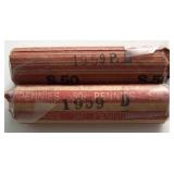 1959 & 1959-D UNC Rolls of Lincoln Cents